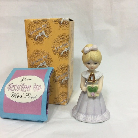 Enesco 1981 Blonde Growing Up Birthday Girl Porcelain Figure - Age 4 - Picture 1 of 7